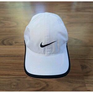 NIKE White Running Aerobill Dri Fit Hat Baseball Cap Summer Tennis Tailwind